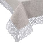 Obrus Retro – Beżowy z białą koronką