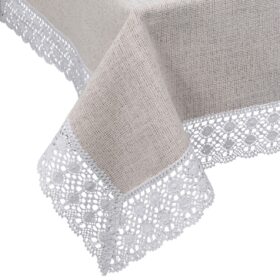Obrus Retro – Beżowy z białą koronką