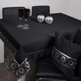 Obrus Vega Lux - Czarny Srebro