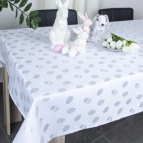 Obrus Gold Silver Jajka – Biały Srebro