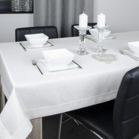 Obrus Werona - Biały ze złotą nitką