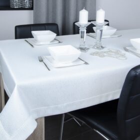 Obrus Werona - Biały ze srebrną nitką