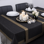 Obrus Kropki Lux – Czarno-Złoty Obrus Kropki Lux – Czarno-Złoty