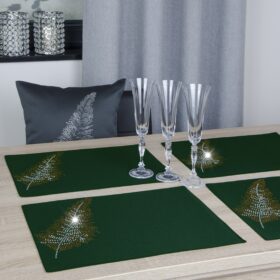 Podkładki Liść – Zielony Ciemny Złoto