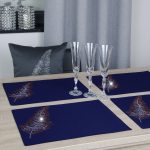 Podkładki Liść – Granatowy Złoto