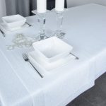 Bieżnik Werona – Biały ze srebrną nitką