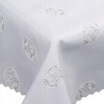 Obrus wielkanocny biały- jajka