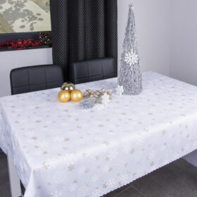 Obrus Świąteczny Śnieżynki – Biel