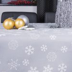 Obrus Świąteczny Śnieżynki – Szary