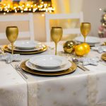 Bieżnik świąteczny Gold Silver Gwiazdki – Złoto