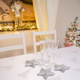 Obrus świąteczny Gold Silver Choinki - Srebro