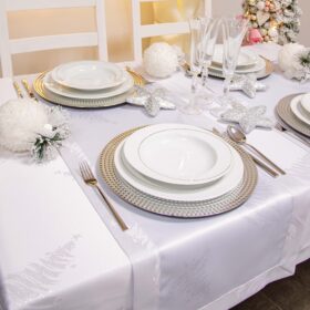 Obrus świąteczny Gold Silver Choinki – Srebro