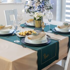 Bieżnik świąteczny Jodełka - Ciemna zieleń