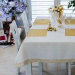 Obrus Kropki Lux – Biały Złoto