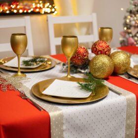 Bieżnik Kropki Lux – Złoto