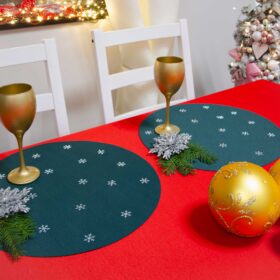 Podkładka świąteczna Gwiazdki koło - Ciemna zieleń