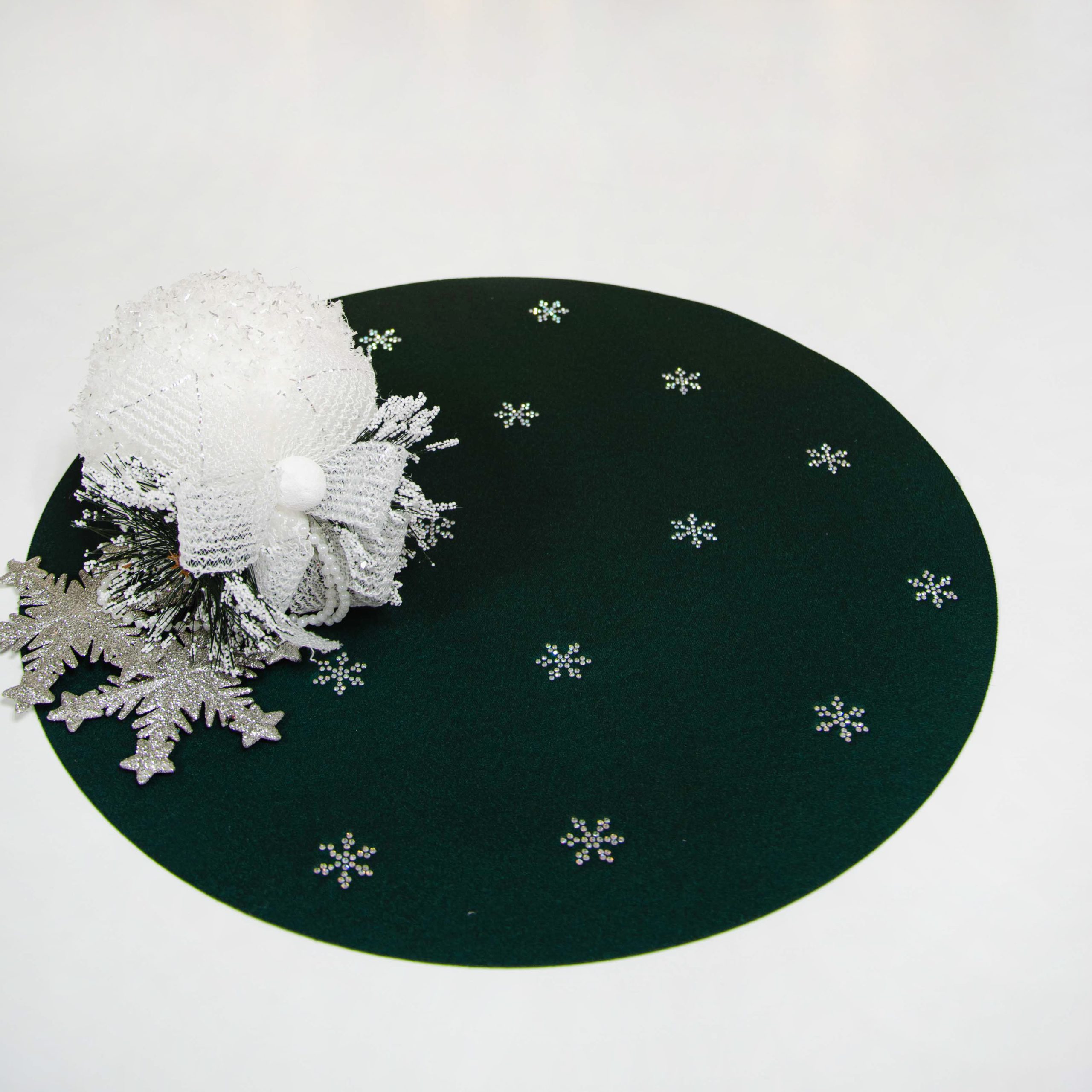 Podkładka świąteczna Gwiazdki koło – Ciemna zieleń Podkładka świąteczna Gwiazdki koło – Ciemna zieleń