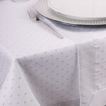 Obrus Kropki Lux – Biel Srebro