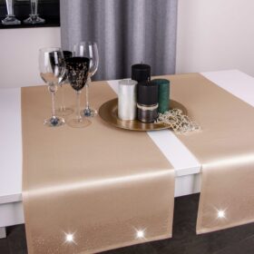 Bieżnik Brylant - Kakao ze złotymi dżetami