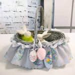 Ozdoba opaska na koszyk Wielkanocny szara