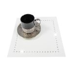 Podkładka Glamour 30×30 – Biel + Srebrne dżety