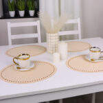 Podkładka Glamour 30×42 Owal – Beżowa + Złote dżety