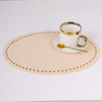 Podkładka Glamour 30×42 Owal – Beżowa + Złote dżety