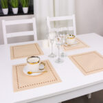 Podkładka Glamour 30×30 – Beż + Złote dżety