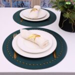 Podkładka Glamour  Koło – Ciemny Zielony + Złote dżety