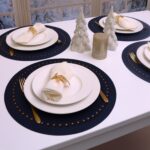 Podkładka Glamour  Koło – Granatowa + Złote dżety