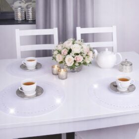 Podkładka Glamour biel Koło – Srebrne dżety