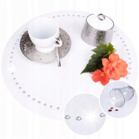 Podkładka Glamour biel Koło – Srebrne dżety