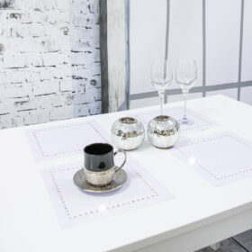 Podkładka Glamour 30×30 – Ekri + Złote dżety