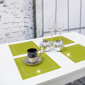Podkładka Glamour 30×30 – Jasna Zieleń + Srebrne dżety