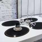 Podkładka Glamour 30×42 Owal – Czarna + Złote dżety