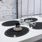 Podkładka Glamour 30×42 Owal – Grafit + Srebrne dżety