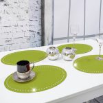 Podkładka Glamour 30×42 Owal – Jasna Zieleń + Srebrne dżety