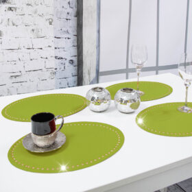 Podkładka Glamour 30×42 Owal – Jasna Zieleń + Złote dżety