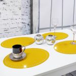 Podkładka Glamour 30×42 Owal – Żółta + Srebrne dżety