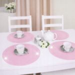 Podkładka Glamour 30 cm Koło – Pudrowy Róż + Srebrne dżety