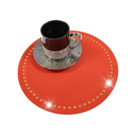 Podkładka Glamour 30 cm Koło - Czerwona + Złote dżety