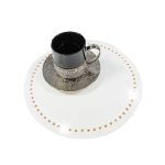 Podkładka Glamour 30 cm Koło – Grafit + Srebrne dżety