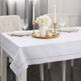 Obrus Panama Lux – Biały Złoto