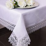 Obrus z Gipiurą Żakard – Biel 233