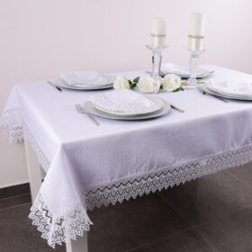 Obrus z Gipiurą Żakard – Biel 229