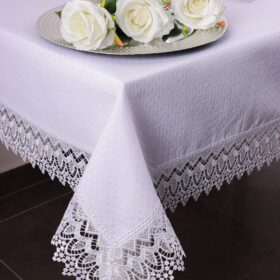 Obrus z Gipiurą Żakard - Biel 229