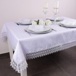 Obrus z Gipiurą Żakard – Biel 171