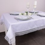 Obrus z Gipiurą Żakard – Biel 175