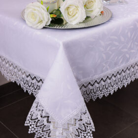 Obrus z Gipiurą Żakard – Biel 154