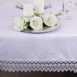 Obrus z Gipiurą Żakard – Biel 175